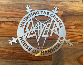 SLAYER Stainless Steel Logo Haunting The Chapel Hanneman 12"