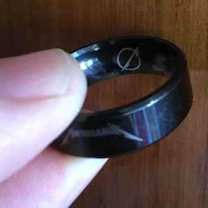 METALLICA Ring Size 8-13 Black Tungsten Carbide Wedding Band 8mm image 3