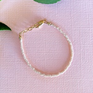 Baby bracelet- BLUSH- toddler bracelet, mommy and me jewelry, mom daughter matching, dainty pink bracelet, neutral jewelry, jewelry for girl