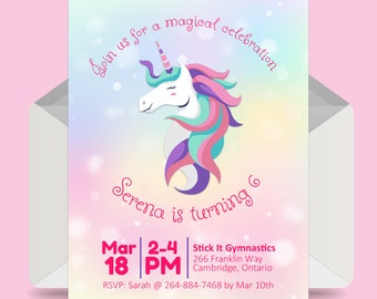 Unicorn Birthday Invitation | Digital download