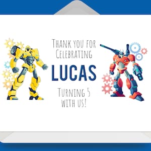 Transformers Birthday Thank You Card: Autobots, Bumblebee, Optimus Prime (Digital Download)
