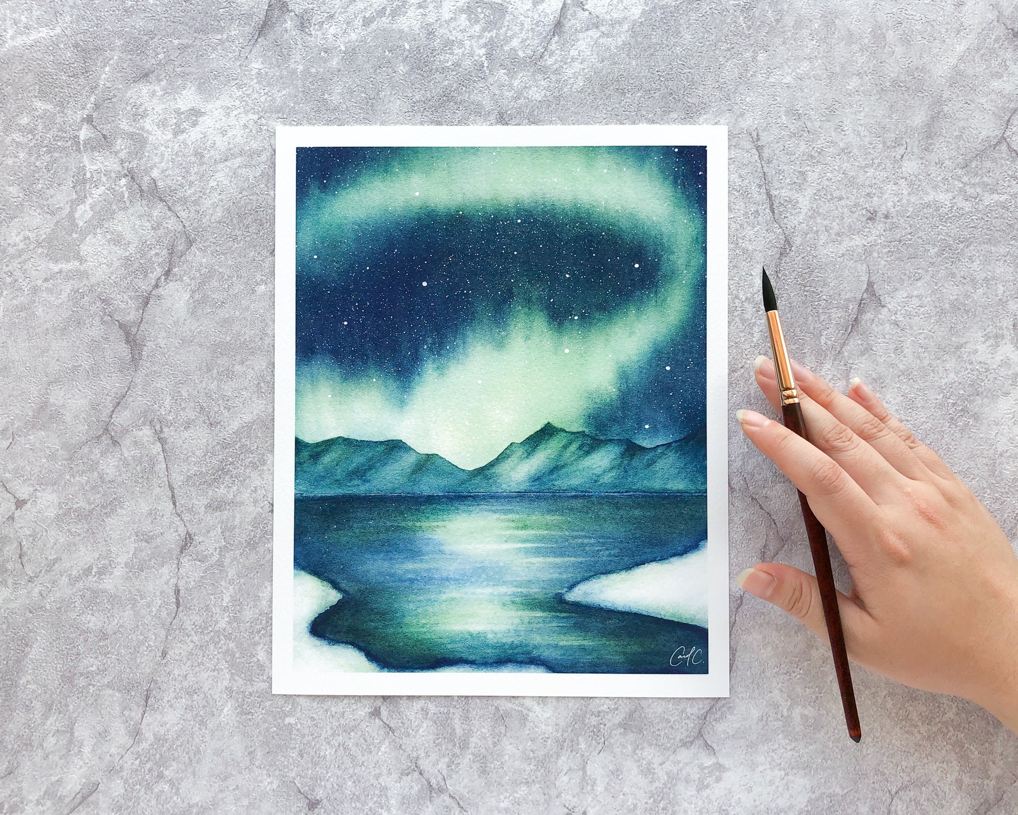 Watercolor Northern Lights