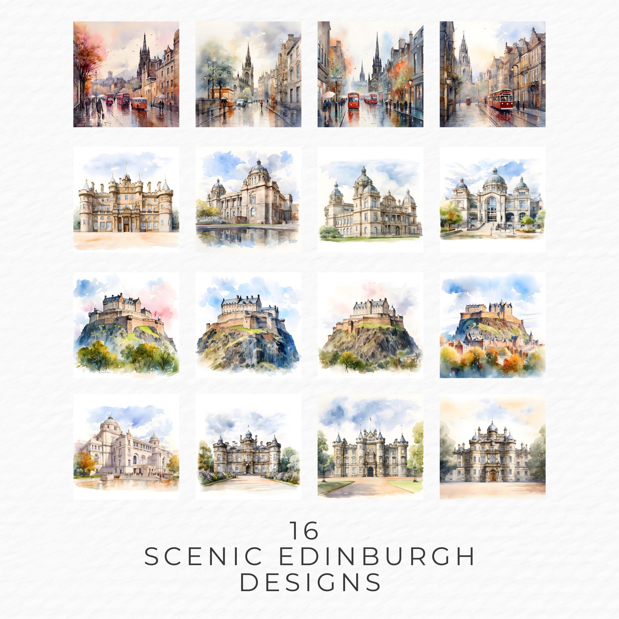Watercolor Edinburgh Scotland Clipart, Scenic Travel Art (digital ...