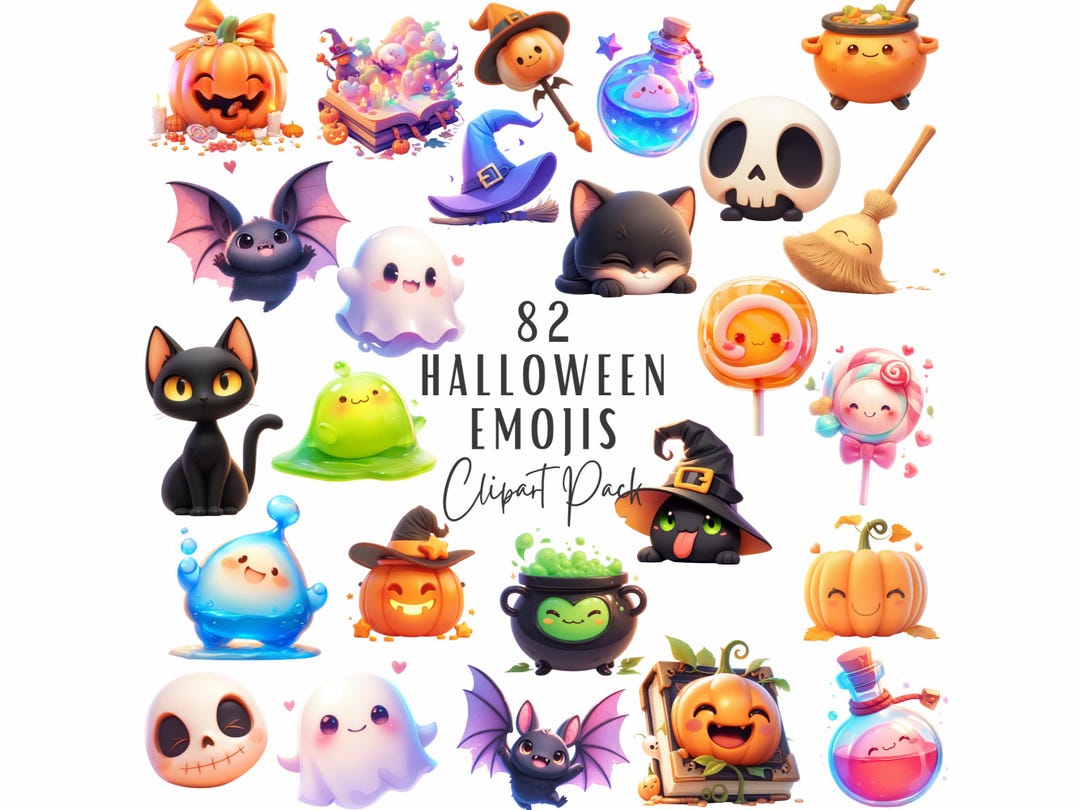 Halloween Emojis Clipart Bundle Spooky Whimsical Icons digital Halloween Emojis Clipart Bundle Spooky Whimsical Icons digital