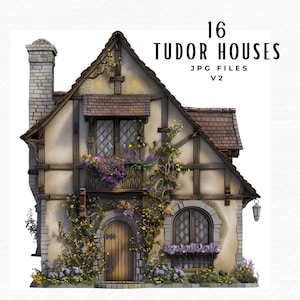 Tudor House Clipart, Watercolor Historical Medieval Old London House Clipart, Digital Download Commercial Use, Renfaire Scrapbooking Clipart