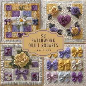 Quilt fyrkantiga clipartpaket, Shabby chic lapptäcksmönster (digital nedladdning)
