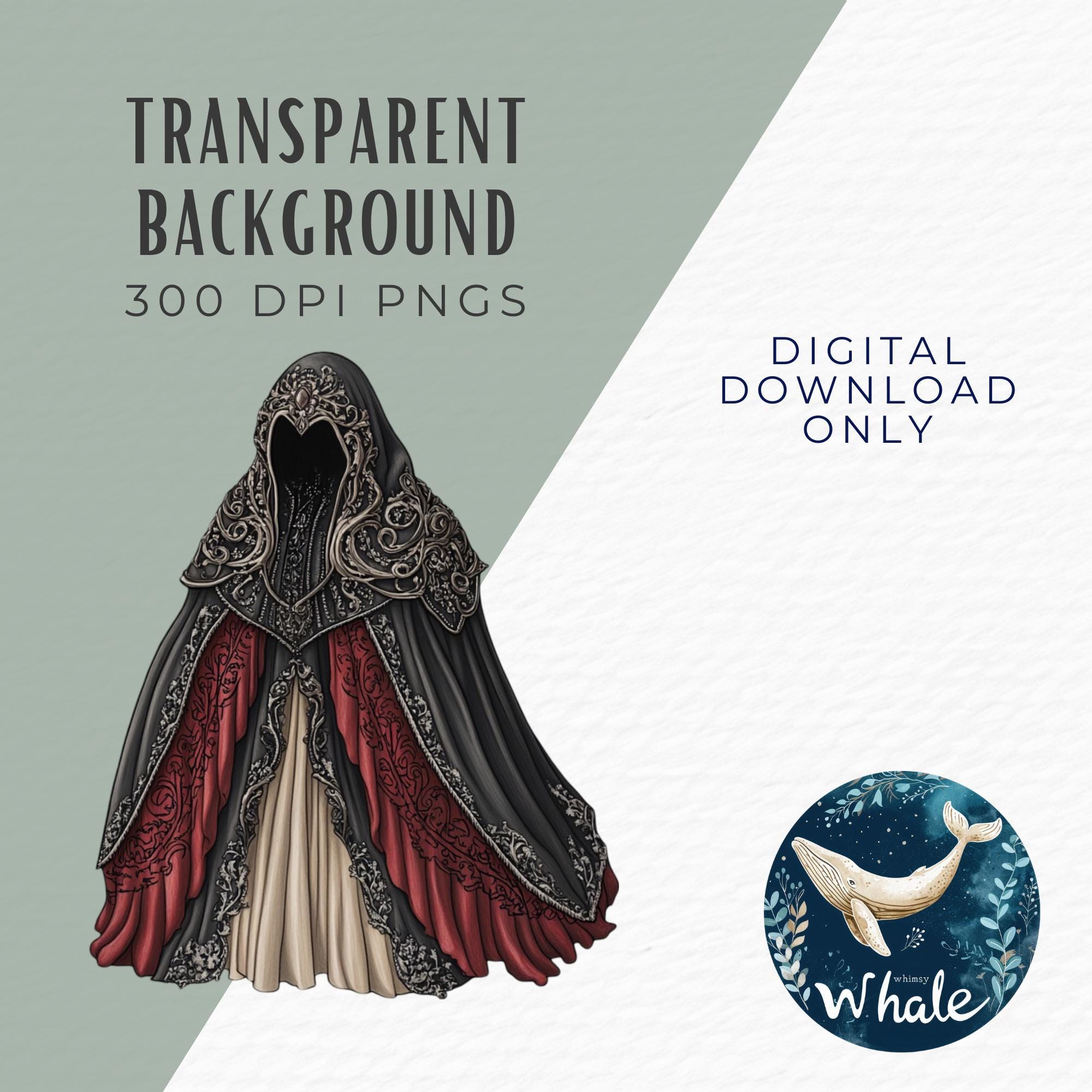 Watercolor Wizard Robe Clipart, Fantasy Cloak PNG, Commercial Use ...