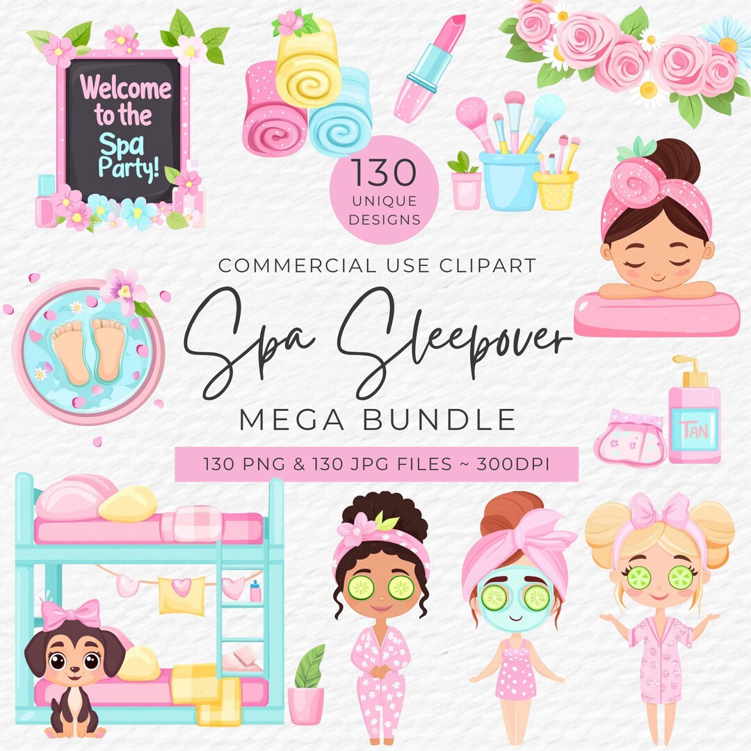 Spa Sleepover Clipart Bundle – 130 PNG & JPG Designs - Etsy