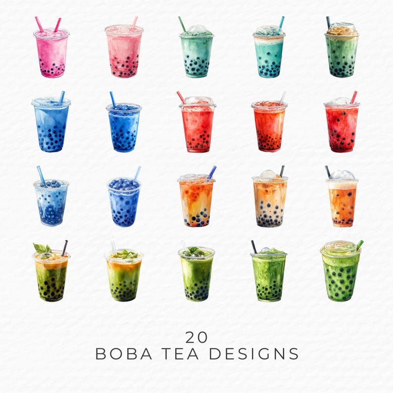 Cute Boba Tea Clipart, Kawaii Milk Tea PNG JPG (digital Download) - Etsy