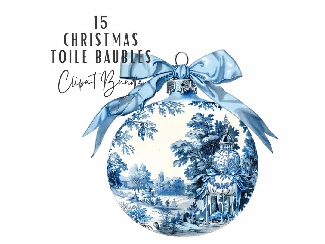 Christmas Toile Clipart | 15 Vintage Holiday Chinoiserie Blue & White ...