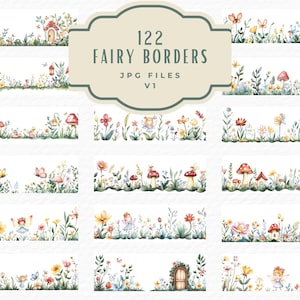 Feengarten Clipart Borders Bundle, 30 Aquarell Märchen Fantasy Magische Blumen Feen Border Clipart, digitaler Download Kommerzielle Nutzung