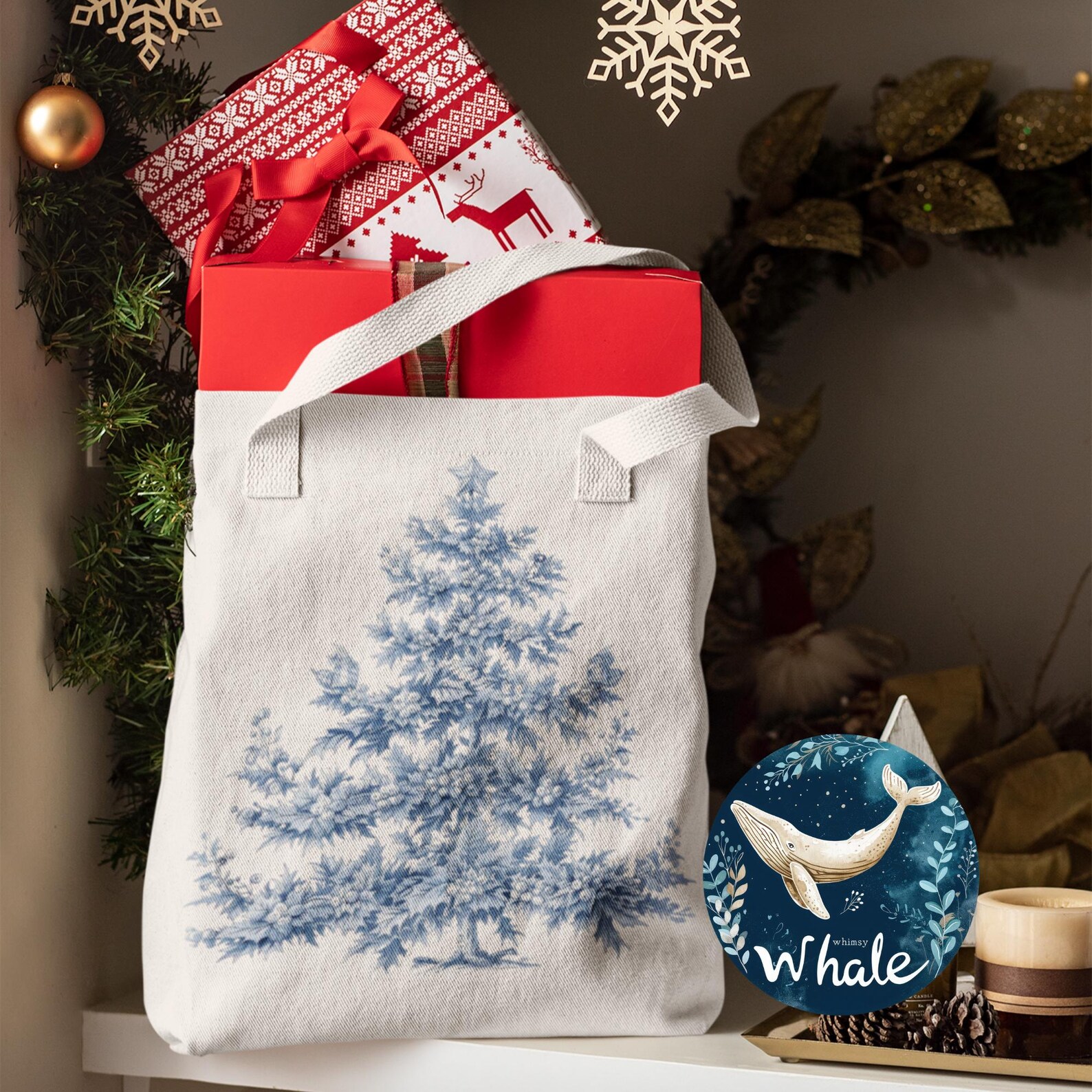 Christmas Toile Clipart | 22 Vintage Holiday Chinoiserie Blue & White ...