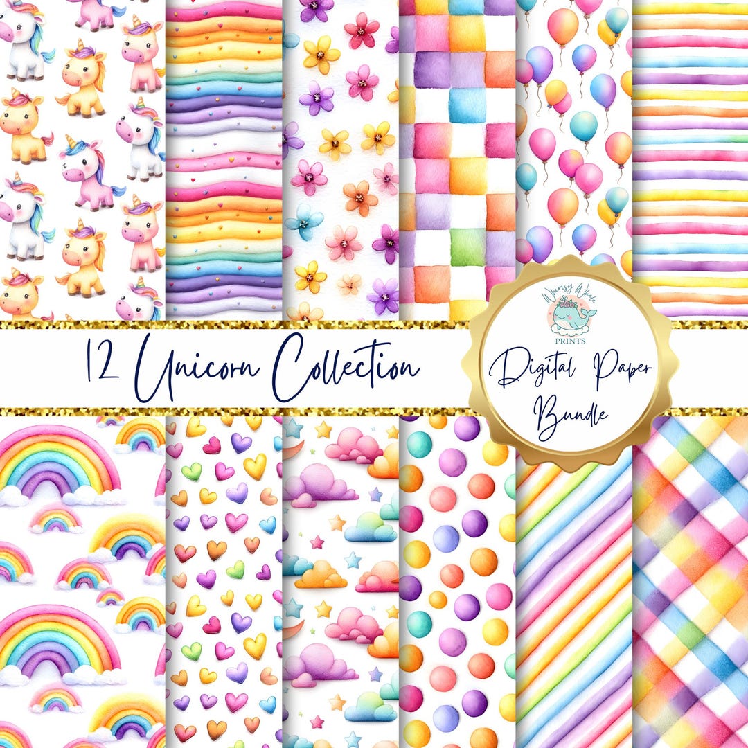 Baby Unicorn Seamless Pattern: Nursery Digital Paper (commercial Use ...
