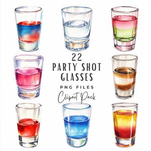 Shotglas clipartbundel | Alcohol partij borrelglas clipart | Digitale download Gin Vodka Tequila Shot Glass Drinking Game Clipart
