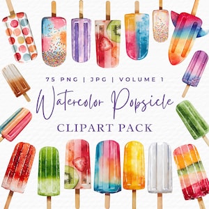 Popsicle Stick Clipart, Digital Watercolor, Craft Supplies for Kids, Fun Sweet Hot Summer Ice Lolly Designs, Digital Download Commercial Use