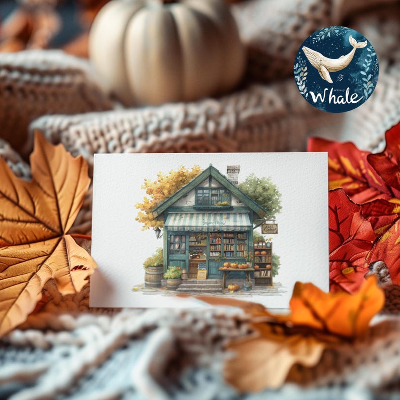 Fall Bookstore Signs Fall Bookstore Clipart: Cosy Autumn Book Shop JPEG (digital Download ...