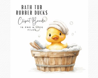 Clipart de Pato de Borracha em Aquarela | Banho de Bebê, Chuveiro PNG, JPEG (Download Digital)