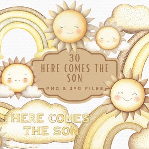 Here Comes the Son PNG-clipart, 30 aquarel babyjongen, moeder, mama, babyshower, schattige zonneschijn, zon, clipart, png, digitale download, commercieel gebruik