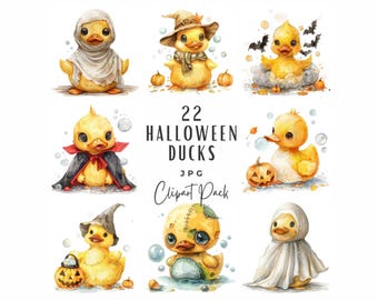 Halloween Rubber Duck Clipart | Watercolor Baby Shower PNG Bundle (Digital Download)