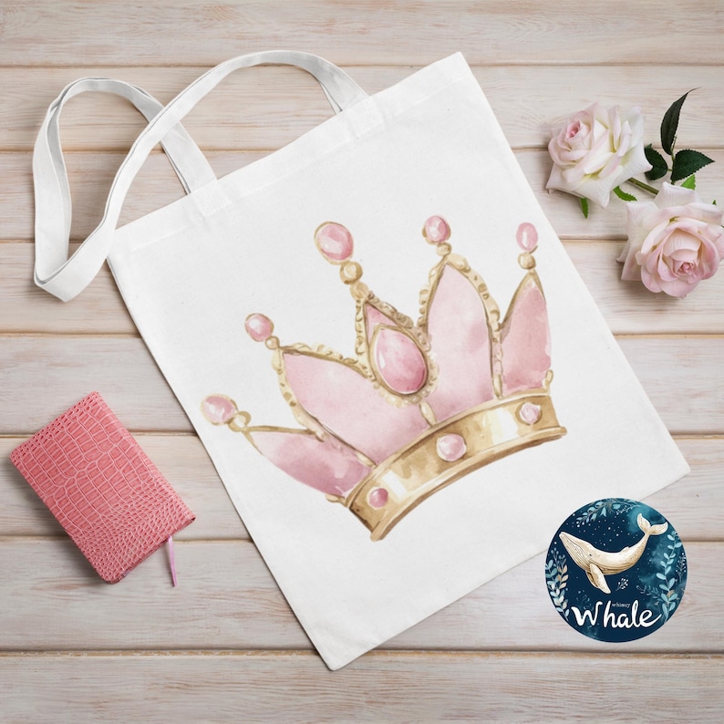 Watercolor Pink Gold Tiara Crown Clipart, Princess Collection (digital ...