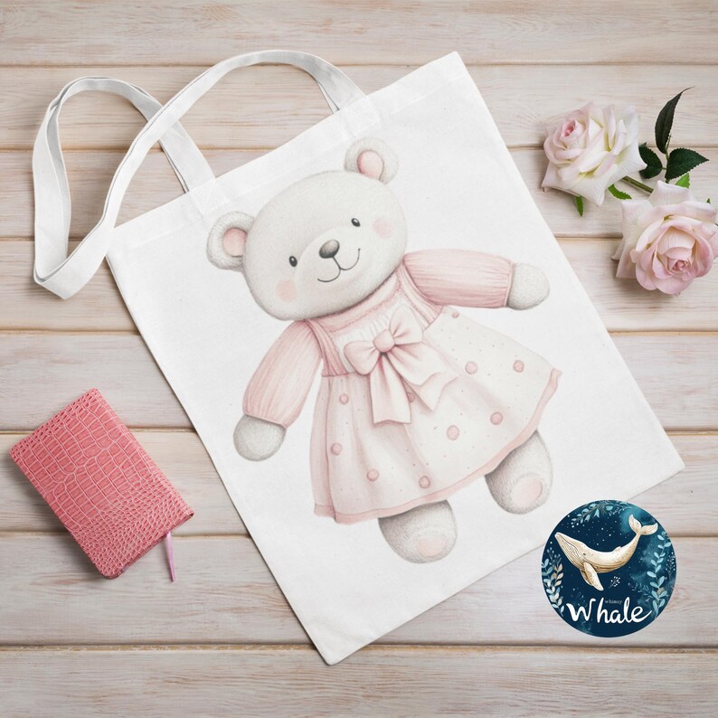 Blush Pink Teddy Bear Clipart Bundle: Watercolor Baby Shower Designs ...