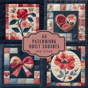Quilt Quadratisch Clipart Bundle, Shabby Chic Patchwork Quilt Block Muster Clipart, digitaler Download kommerzielle Nutzung, digitale Scrapbook Papier JPG