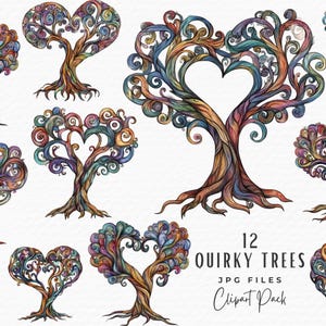 Watercolor Tree of Life Clipart: Quirky Family Tree PNG (Digital Download)