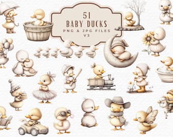 Watercolor Duckling Clipart Bundle: Baby Shower Illustrations (Digital Download)
