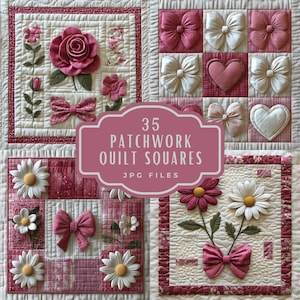 Quilt Quadratisch Clipart Bundle, Shabby Chic Patchwork Quilt Block Muster Clipart, digitaler Download kommerzielle Nutzung, digitale Scrapbook Papier JPG