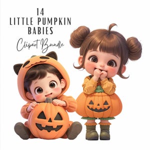 Schrulligen Halloween-Kürbis Clipart Bundle, Halloween-Kürbis Baby Clip Art, digitaler Download, kommerzielle Nutzung, wunderliche gruselige Saison Clipart