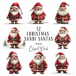 Pacchetto Scandi Santa Clipart / Clipart natalizio gnomo scandinavo acquerello / Cartolina di Natale fai da te / Diario spazzatura in carta digitale / Santa Gonk