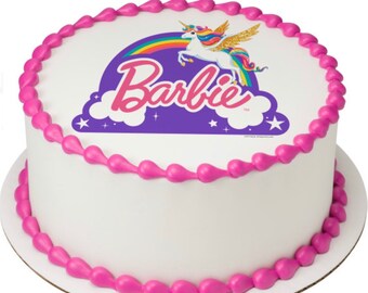 Barbie Round Edible Birthday Cake Topper Frosting Sheet Decoration