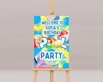 Pool Party Welcome Sign: Editable Canva Template (Digital Download)