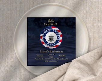 US Navy Retirement Party Invitation: Editable Canva Template (Digital Download)