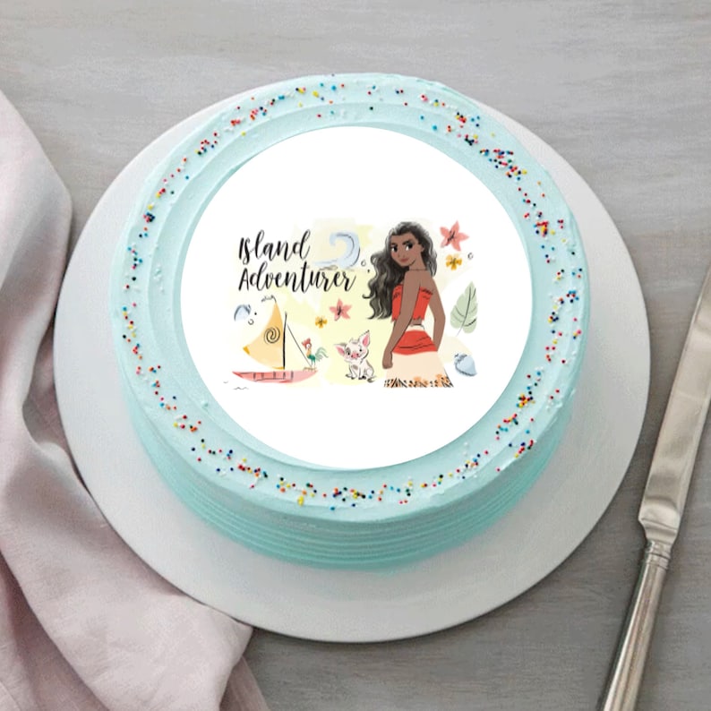 Disney Princess Moana Island Adventurer edible photo cake top for round,sheet cake,cupcake cookies