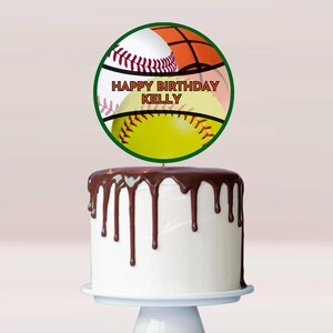 オールスタースポーツケーキトッパー：野球、バスケットボール、ソフトボール（Canvaで編集可能、デジタルダウンロード） 画像 9