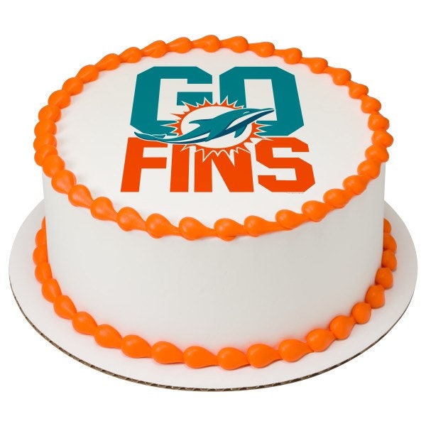 Miami Dolphins Birthday Party Icing Edible Cake Topper 1/4 sheet Miami Dolphins Birthday Party Icing Edible Cake Topper 1/4 sheet