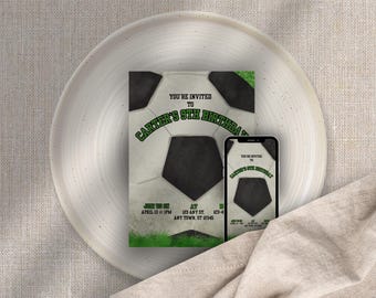 Convite para Festa de Futebol: Modelo Canva Personalizável e Imprimível para Dispositivos Móveis (Download Digital)