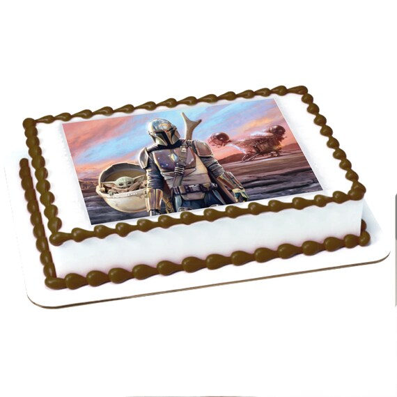 Star Wars The Mandalorian And The Bounty Edible Cake Topper Etsy Finland