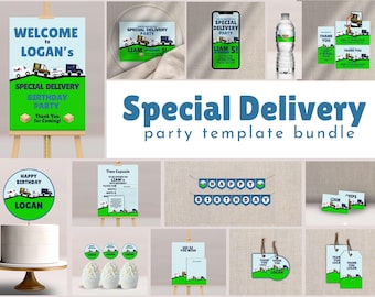 Kit de fête sur le thème « Livraison spéciale » / Téléchargement numérique Canva à modifier et imprimer