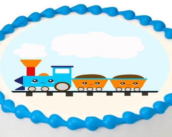 Choo Choo Train Edible Image Cute Train Edible Cake Topper Etsy