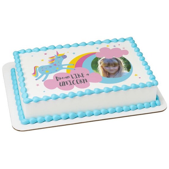 Dream Like A Unicorn Photoframe Edible Image For Cake Etsy