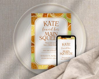 Convites para Chá de Panela "Main Squeeze" - Imprimíveis e Aplicativo para Celular: Pacote Canva com Tema de Limão (Download Digital)