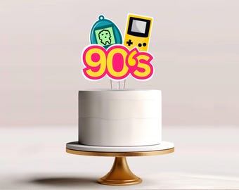 90's Party Cake Toppers: Furby, Gameboy, Virtual Pet (Digital Download)