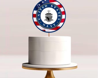 US Navy Cake Topper: Canva Editable, Printable Party Decor (Digital Download)