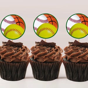 オールスタースポーツケーキトッパー：野球、バスケットボール、ソフトボール（Canvaで編集可能、デジタルダウンロード） 画像 8