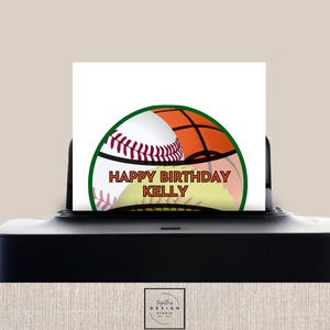 オールスタースポーツケーキトッパー：野球、バスケットボール、ソフトボール（Canvaで編集可能、デジタルダウンロード） 画像 6