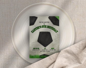 Convite para Festa de Futebol: Modelo Personalizável do Canva (Download Digital)