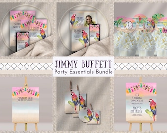 Kit de fête Jimmy Buffett : Thème Margaritaville Parrot Beach (Image numérique)