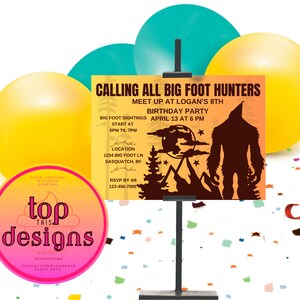 Printable Big Foot Hunter Party Invitation/editable party invitation/canva invitation/Sasquatch Invitation/digital download